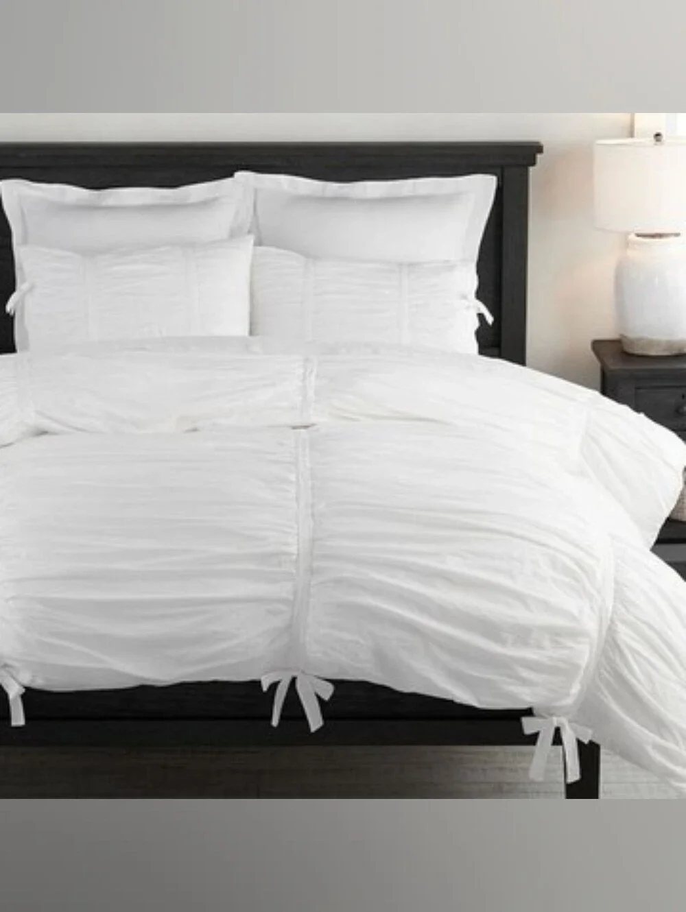 Pottery Barn Hadley White Standard Ruched Tie Sides Sheer Pillow Cases